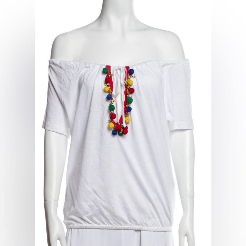 DSQUARED2 OFF THE SHOULDER SHORT SLEEVE BLOUSE SIZE XL